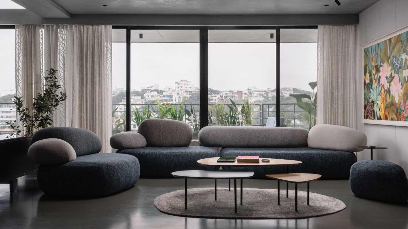 The House on the Edge in Hyderabad by Quirk Studio is a lesson in eclectic art contrasting subtle hues